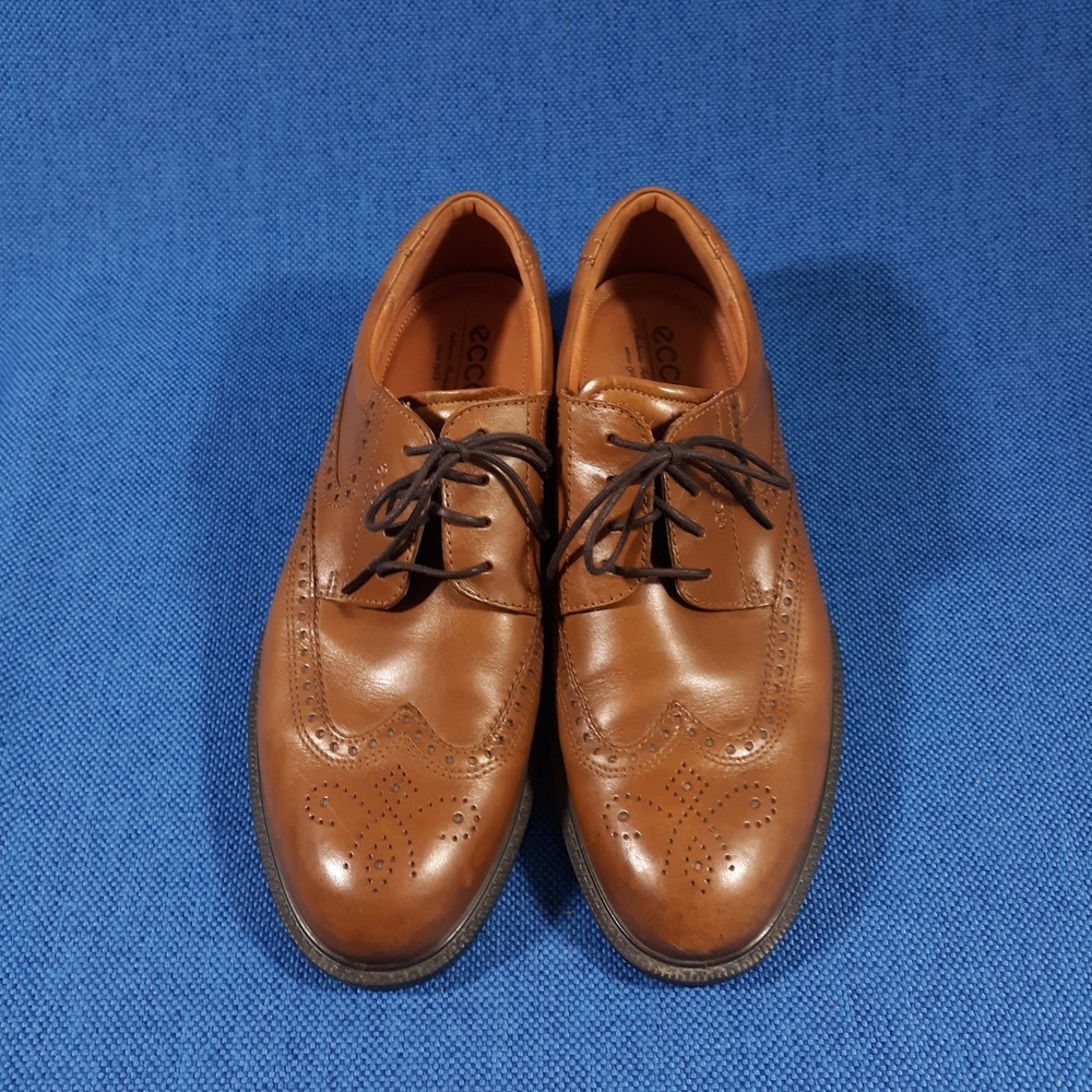 ECCO Wingtip Brogue Oxford Dress Shoes Mens Size EU 46 US 12-12.5 Brown Lace Up - Picture 2 of 10